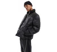 Only & Sons - Piumino nero squadrato oversize con stampa 2XL