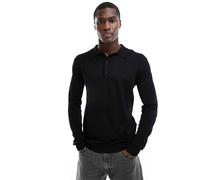 Only & Sons - Polo a maniche lunghe in maglia nera-Nero XL