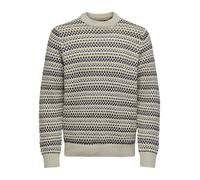 Only & Sons Pullover 'ONSMusa' beige / grigio / abete / bianco Uomo Only & Sons XL beige / grigio / abete / bianco