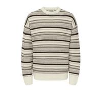 ONLY & SONS - Maglione girocollo color crema e marrone testurizzato-Bianco S