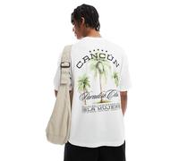 ONLY & SONS - T-shirt comoda bianca con stampa di Cancun sul retro-Neutro 2XL