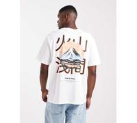 ONLY & SONS - T-shirt comoda bianca con stampa di panorama di montagna sul retro-Bianco S