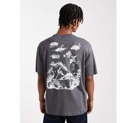 ONLY & SONS - T-shirt comoda grigio scuro con stampa di Monte Fuji sul retro M