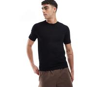 ONLY & SONS - T-shirt in maglia nera a maniche corte-Nero 2XL