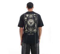 ONLY & SONS - T-shirt taglio comodo nera con stampa di teschio sul retro-Nero XS
