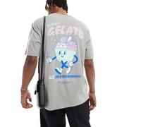 ONLY & SONS - T-shirt vestibilità comoda grigia con stampa di gelato sulla schiena-Blu navy L