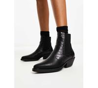 Only - Stivali stile western neri con dettagli effetto coccodrillo-Nero 38
