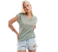 Only Onlsilvery S/S V Neck Lurex Top Jrs Noos, Maglietta Donna, Grigio (Desert Sage), S