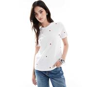 ONLY Onlketty S/S O-Neck Top Box Jrs T-Shirt, Bianco Brillante/AOP: a Cuore, S Donna