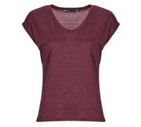 Only T-shirt ONLSILVERY S/S V NECK LUREX TOP JRS in Bordeaux EU S