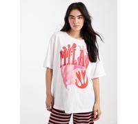 ONLY - T-shirt oversize bianca con grafica "Milan"-Bianco 36
