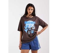 ONLY - T-shirt oversize marrone con stampa grafica Milan 34