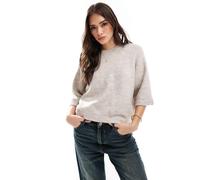 ONLY - T-shirt squadrata in maglia beige-Neutro 40