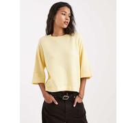 ONLY - T-shirt squadrata in maglia color latticello-Giallo 36