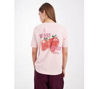 Only - T-shirt squadrata rosa chiaro con stampa di fragole sul retro 42