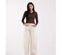 ONLY Tall - Frankie - Jeans bombati a vita alta écru-Bianco XSL36