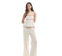 ONLY Tall - Pantaloni a fondo ampio beige effetto lino-Neutro 40