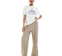 ONLY Tall - Pantaloni con fondo ampio beige testurizzato-Neutro 42