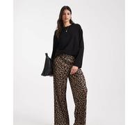 ONLY Tall - Pantaloni larghi con stampa animalier-Marrone 42