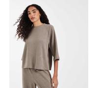 Only Tall - T-shirt squadrata marrone chiaro testurizzata morbida in coordinato 38