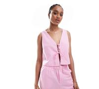 ONLY Tall - Top allacciato sul davanti a quadretti rosa in coordinato 48