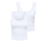 ONLY Tank Top 2 Pack Onleasy-Canottiera S/L, Confezione da 2 Pezzi, CS Jrs, Bianco, L (Pacco da 2) Donna