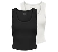 ONLY Tank Top 2 Pack Onleasy S/L-Canottiera Jrs, Confezione da 2, Nero, XS (Pacco da 2) Donna