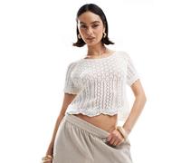 ONLY - Top a maniche corte bianco all'uncinetto 40