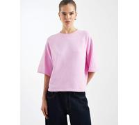 ONLY - Top a maniche corte squadrato in maglia rosa 38