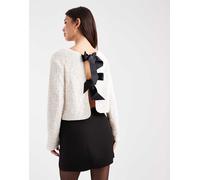 ONLY - Top a maniche lunghe bianco con paillettes e fiocchi sul retro 42