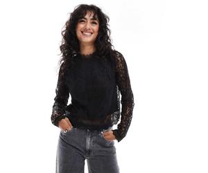 ONLY - Top accollato in pizzo nero 34
