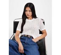 ONLY - Top all'uncinetto bianco a maniche corte 34