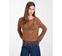 ONLY - Top all'uncinetto marrone con frange 34