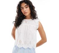 ONLY - Top bianco traforato con maniche a volant 36