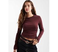 ONLY - Top bordeaux testurizzato con arricciature-Rosso 42
