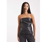 ONLY - Top corsetto a fascia in pelle sintetica nero 40