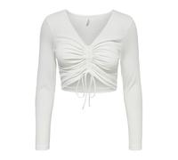 ONLY - Top Corto con Ruches in Maglieria - - Blouses & Shirts - Donna - Bianco - S