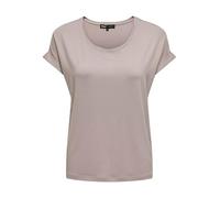 Only - T-shirt morbida beige con scollo rotondo-Neutro 42