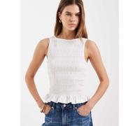 ONLY - Top grembiule arricciato senza maniche bianco 36