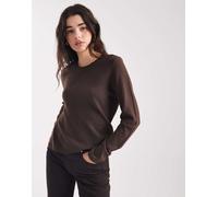 ONLY - Top in maglia marrone cioccolato con scollo rotondo 36