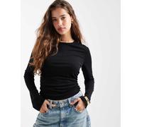 ONLY - Top nero testurizzato con arricciature 34