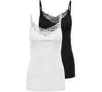 ONLY Kira Lace Singlet 2 Pack Canottiera Donna, Nero (Black/White), 34