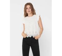 ONLY Onlsilla S/L Frill Top Wvn Noos Blusentop, Bianco, 40 Donna