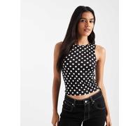 ONLY - Top senza maniche nero a pois bianchi 42