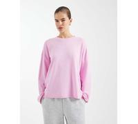 ONLY - Top squadrato in maglia rosa con scollo rotondo 36