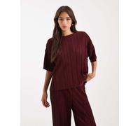 ONLY - Top squadrato plissé bordeaux in coordinato-Rosso 38