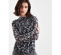 ONLY - Top trasparente accollato con stampa animalier-Blu 36