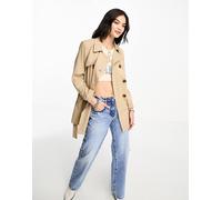 Only - Trench taglio corto beige con bottoni-Neutro 36