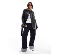 ONLY - Trench taglio corto nero in pelle sintetica 40