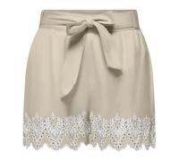 ONLY - Tulum Emb Loose Belt Short - - Shorts - Donna - Beige - XS